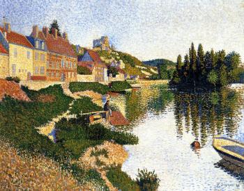 (image for) Handmade Oil painting for home canvas, oil painting framed canvas for living room Paul Signac's painting, Riverbank, Les Andelys